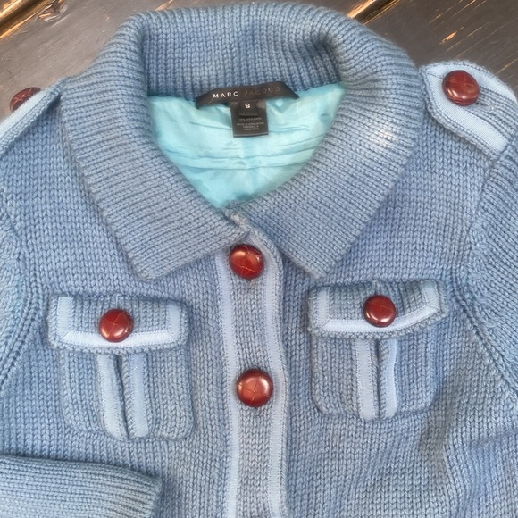 Marc Jacobs Wool Jacket with Woven Leather Buttons - Picture 7 of 12